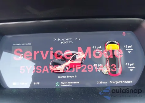 2018 Tesla Model S 100D/75D/P100D from USA, damaged, VIN 5YJSA1E22JF291433